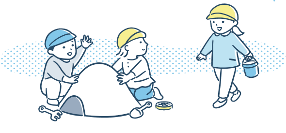砂場で遊ぶこどもたちのイメージイラスト
